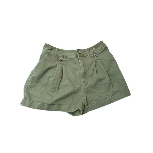 Forever 21 Army Green Shorts High Waist Elastic Women’s Sz Large - Picture 1 of 3